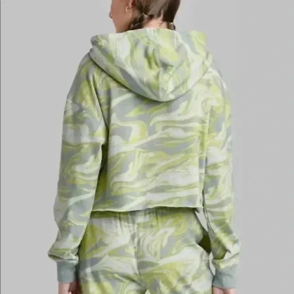 Wild Fable Green Swirl Cropped Hoodie XS Y2K Abstract NWT - Picture 3 of 8